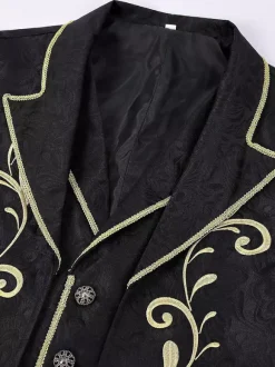 Men's Retro Stempunk Long Coat Long Sleeves Embroidery Vintage Victorian Coat