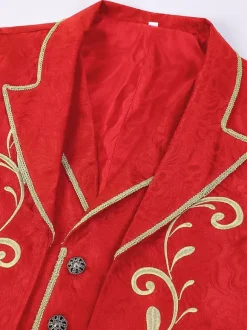 Men's Retro Stempunk Long Coat Long Sleeves Embroidery Vintage Victorian Coat