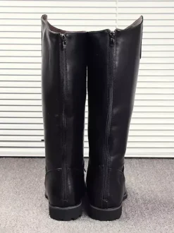 Men's Riding Boots Black Round Toe Lace Up Knee High Boots