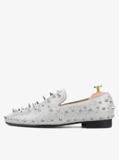 Men's Rivets Loafer Gold Yellow Velvet Slippers Slip-On Spikes Round Toe Suede Upper Prom Party Wedding