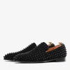 Mens Rivets Loafer penny Shoes Fashion Suede Leather complemented Spikes Square Toe Slip-On flat Prom Party Wedding Shoes