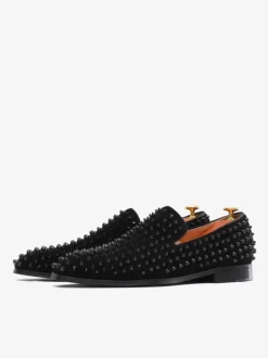 Mens Rivets Loafer penny Shoes Fashion Suede Leather complemented Spikes Square Toe Slip-On flat Prom Party Wedding Shoes