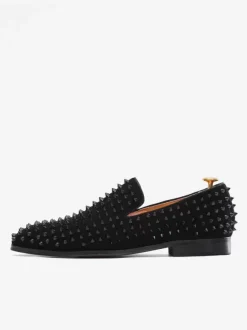 Mens Rivets Loafer penny Shoes Fashion Suede Leather complemented Spikes Square Toe Slip-On flat Prom Party Wedding Shoes