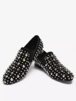 Mens Rivets Loafer Shoes Leather Rivets Slip On Spikes Prom Wedding Shoes