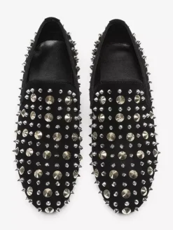 Mens Rivets Loafer Shoes Leather Rivets Slip On Spikes Prom Wedding Shoes