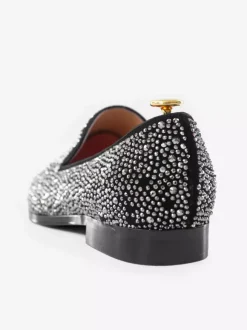 Mens Rivets Loafer Shoes Suede Silver Crystal Rhinestones Slip-On Prom Party Wedding Shoe