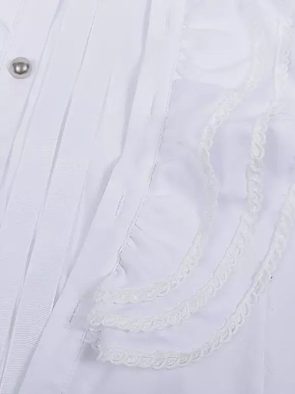 Mens Ruffle Shirts Renaissance Shirt Tops Steampunk Gothic Costumes Casual Button Down Long Sleeve Shirts