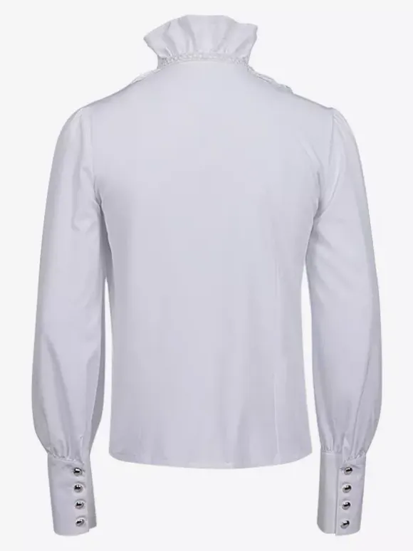 Mens Ruffle Shirts Renaissance Shirt Tops Steampunk Gothic Costumes Casual Button Down Long Sleeve Shirts