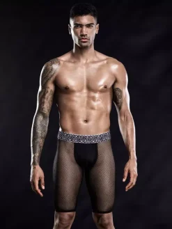 Men's Sexy Costumes Black Stretch Mesh Role Play Pants