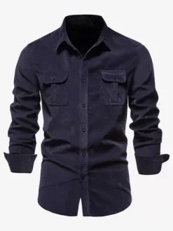 Men's Shirt Cotton Slim Fit Casual Long Sleeve Shirt