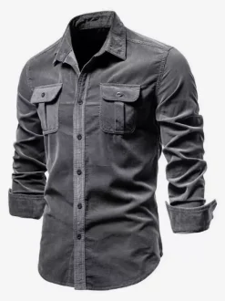 Men's Shirt Cotton Slim Fit Casual Long Sleeve Shirt
