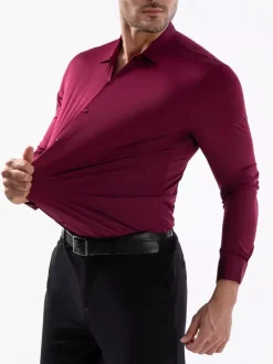 Men's Shirts Seamless High Elasticity Long Sleeve Anti-Wrinkle Men's Shirts
