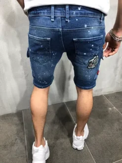 Men's Shorts Distressed Spring Street Wear Light Sky Blue Beach Bottoms