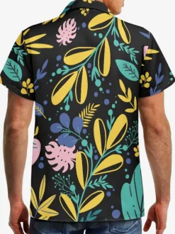Men's Short-sleeved Hawaii Shirt Plant Printed Vacation Top