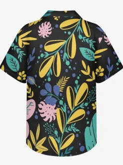 Men's Short-sleeved Hawaii Shirt Plant Printed Vacation Top