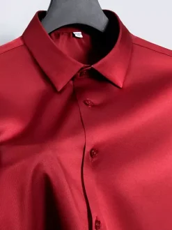 Men's Short-Sleeved Summer Shirts Ice Silk Wrinkle-free Tops