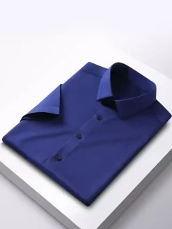 Men's Short-Sleeved Summer Shirts Ice Silk Wrinkle-free Tops
