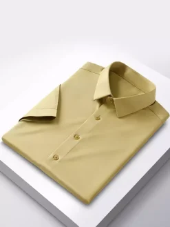 Men's Short-Sleeved Summer Shirts Ice Silk Wrinkle-free Tops