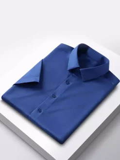 Men's Short-Sleeved Summer Shirts Ice Silk Wrinkle-free Tops