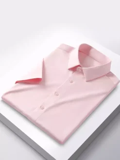 Men's Short-Sleeved Summer Shirts Ice Silk Wrinkle-free Tops