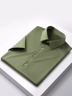 Men's Short-Sleeved Summer Shirts Ice Silk Wrinkle-free Tops