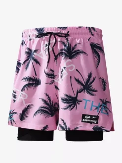 Men's Shorts Printed Drawstring Waist Summer Cycling Beach Shorts