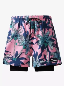 Men's Shorts Printed Drawstring Waist Summer Cycling Beach Shorts