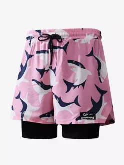 Men's Shorts Printed Drawstring Waist Summer Cycling Beach Shorts