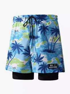 Men's Shorts Printed Drawstring Waist Summer Cycling Beach Shorts