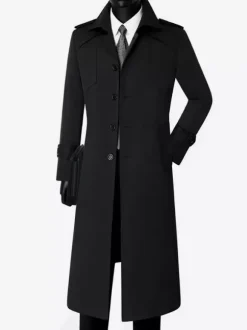 Men's Single Breasted Jackets Long Coats Camel Longline Slim Fit Coats