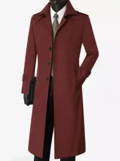 Men's Single Breasted Jackets Long Coats Camel Longline Slim Fit Coats
