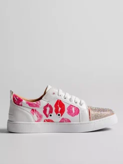 Men's Skate Sneakers Round Toe Rhinestones Printed Lace Up Casual Shoes