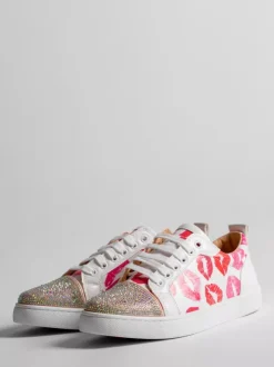 Men's Skate Sneakers Round Toe Rhinestones Printed Lace Up Casual Shoes