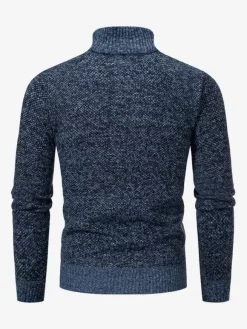 Men's Slim Stand Collar Sweater Knitted Casual Long Sleeve Pullover
