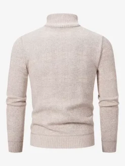 Men's Slim Stand Collar Sweater Knitted Casual Long Sleeve Pullover