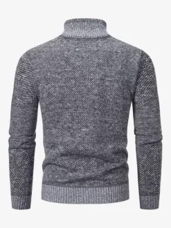 Men's Slim Stand Collar Sweater Knitted Casual Long Sleeve Pullover