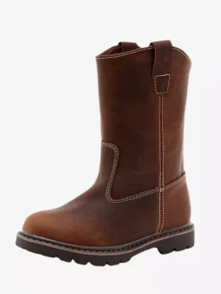 Men's Slip On Boots Cowhide Casual Coffee Brown Mid Calf Boots