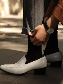 Men's Slip On Loafer Modern Pointed Toe Cowhide Dress Shoes