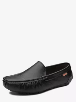Mens Slip On Loafer Round Toe Faux Leather Deck Shoes Lightweight Slip Resistant Flexible Flats Shoes
