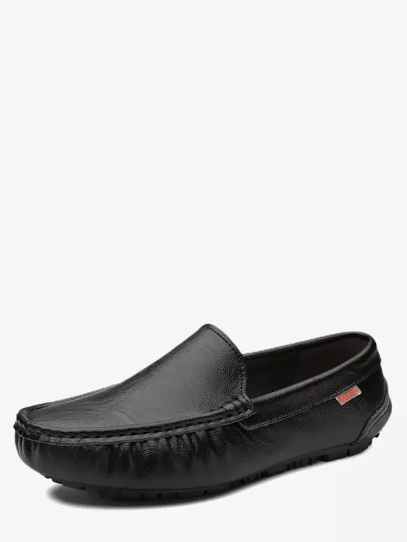 Mens Slip On Loafer Round Toe Faux Leather Deck Shoes Lightweight Slip Resistant Flexible Flats Shoes