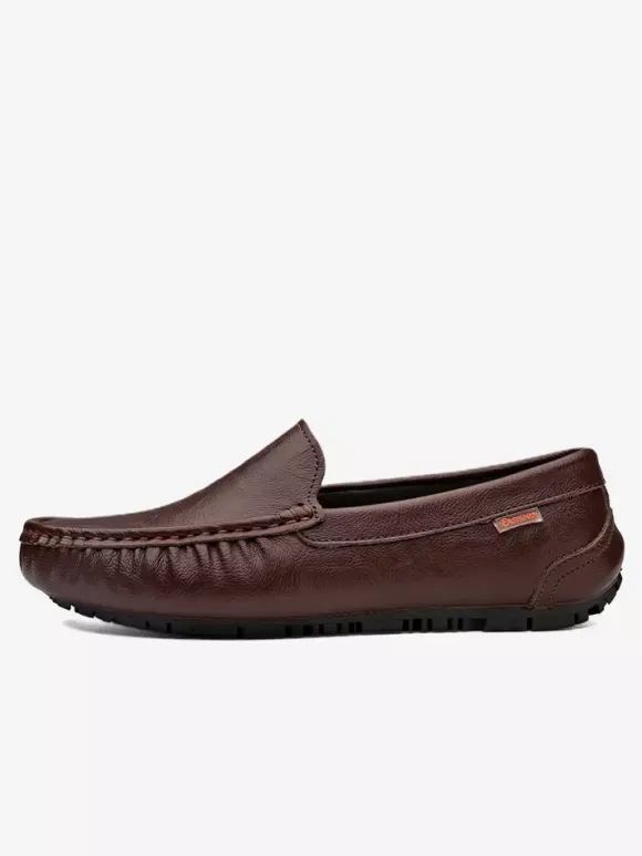 Mens Slip On Loafer Round Toe Faux Leather Deck Shoes Lightweight Slip Resistant Flexible Flats Shoes