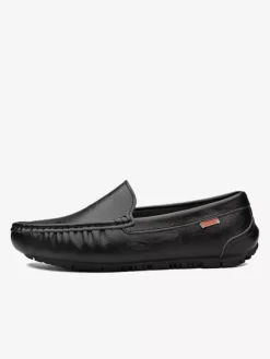 Mens Slip On Loafer Round Toe Faux Leather Deck Shoes Lightweight Slip Resistant Flexible Flats Shoes