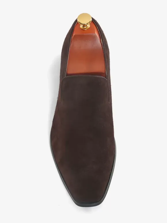 Men's Slip On Loafer Shoes Fisherman Artwork Round Toe Suede Leather