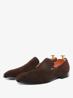 Men's Slip On Loafer Shoes Fisherman Artwork Round Toe Suede Leather