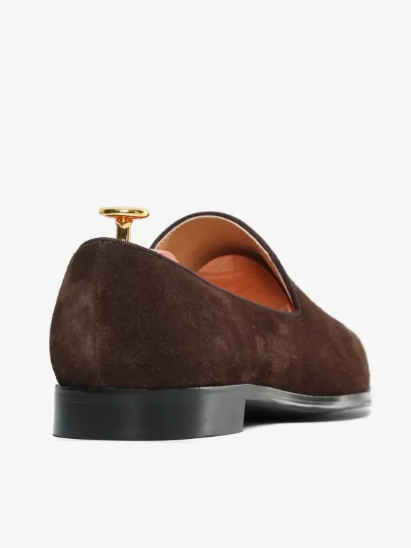 Men's Slip On Loafer Shoes Fisherman Artwork Round Toe Suede Leather