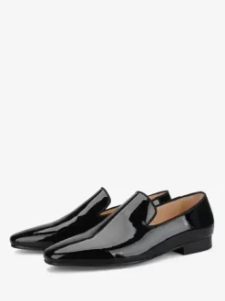 Mens Slip On Loafer Shoes Round Toe Patent Prom Wedding Shoes