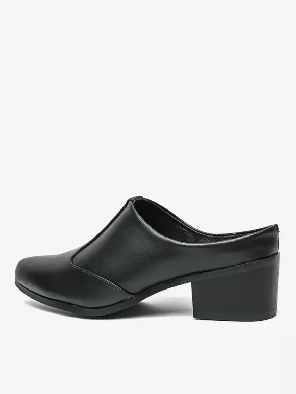 Mens Slip On Loafer Slippers Chunky Heel PU Loafer Shoes