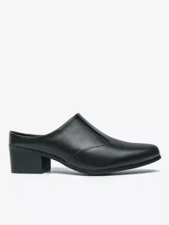 Mens Slip On Loafer Slippers Chunky Heel PU Loafer Shoes
