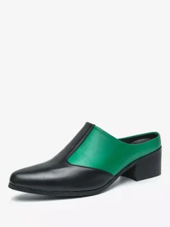Mens Slip On Loafer Slippers Chunky Heel PU Loafer Shoes