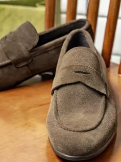 Men's Slip On Loafers Suede Lether Round Toe Casual Penny Loafers